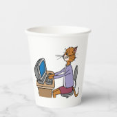 Grappige secretaris Cat Cartoon Office Humor Papieren Bekers (Voorkant)