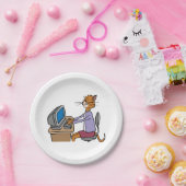 Grappige secretaris Cat Cartoon Office Humor Papieren Bordje (Feest)