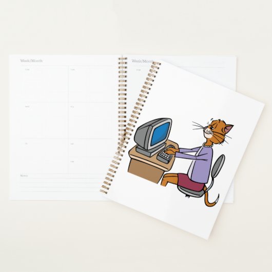 Grappige secretaris Cat Cartoon Office Humor Planner (Display)