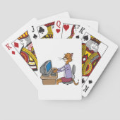 Grappige secretaris Cat Cartoon Office Humor Pokerkaarten (Achterkant)