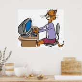 Grappige secretaris Cat Cartoon Office Humor Poster (Keuken)