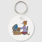 Grappige secretaris Cat Cartoon Office Humor Sleutelhanger (Achterkant)