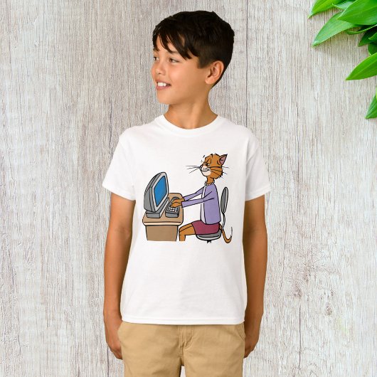 Grappige secretaris Cat Cartoon Office Humor T-shirt