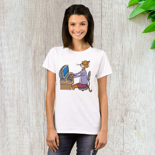 Grappige secretaris Cat Cartoon Office Humor T-shirt