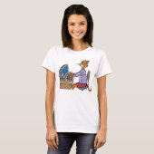Grappige secretaris Cat Cartoon Office Humor T-shirt (Voorkant volledig)