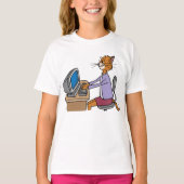 Grappige secretaris Cat Cartoon Office Humor T-shirt (Voorkant)