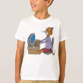 Grappige secretaris Cat Cartoon Office Humor T-shirt (Voorkant)