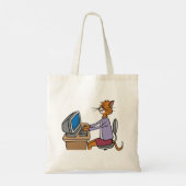 Grappige secretaris Cat Cartoon Office Humor Tote Bag (Achterkant)