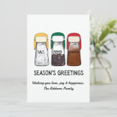 GRAPPIGE SEIZOENGROETEN Platte Kerstkaart (Staand voorkant)