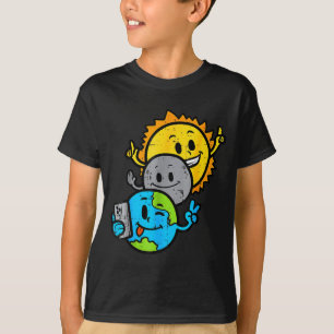 Grappige Selfie Aarde Maan Zon Totaal T-shirt