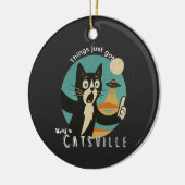 Grappige selfie van kat UFO buitenaards paranormaa Keramisch Ornament (Links)