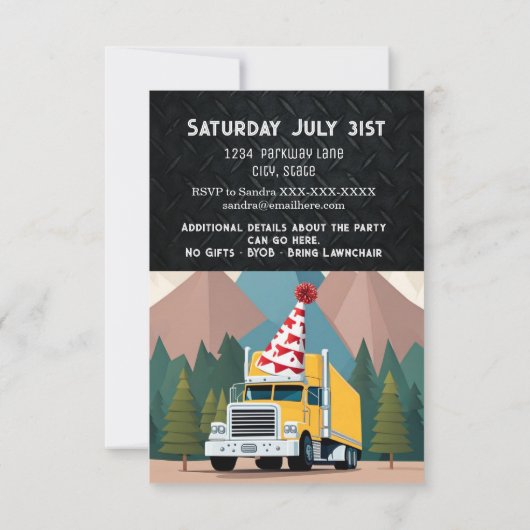 Grappige Semi Truck Verjaardag apparatuur Party Kaart (Achterkant)