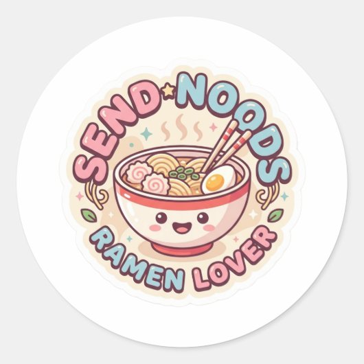 Grappige Send Noods Sticker - Cute Kawaii Ramen Ko (Voorkant)