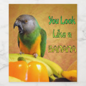 Grappige Senegal Parrot Banana Wijn Etiket (Enkel label)