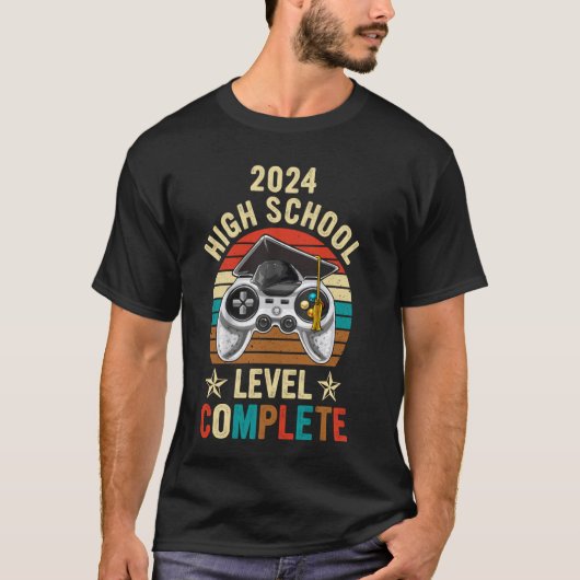 Grappige Senior Gamer 2024 High School Level Compl T-shirt (Voorkant)