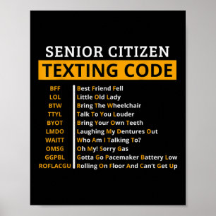 Grappige senioren sms code ontwerp cadeau voor poster