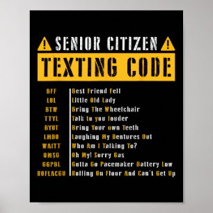 Grappige seniorenburger sms-code vintage gif poster