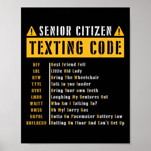 Grappige seniorenburger sms-code vintage gif poster (Voorkant)