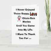 Grappige Sentimentele Chick-flick Kaart (Voorkant)