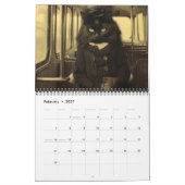 Grappige  Sepia Foto Zwart Kat Kalender (Feb 2027)