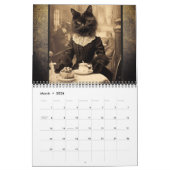 Grappige  Sepia Foto Zwart Kat Kalender (Mar 2026)