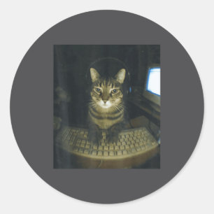 Grappige Serieuze Gamer Kattenliefhebbers De Kater Ronde Sticker