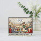 Grappige serveerster leven restaurant humor postk briefkaart (Staand voorkant)