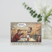 Grappige serveerster leven restaurant humor  postk briefkaart (Staand voorkant)