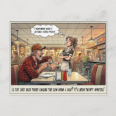 Grappige serveerster leven restaurant humor  postk briefkaart (Voorkant)