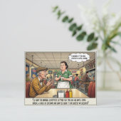Grappige serveerster leven restaurant humor postk briefkaart (Staand voorkant)