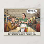 Grappige serveerster leven restaurant humor postk briefkaart (Voorkant)