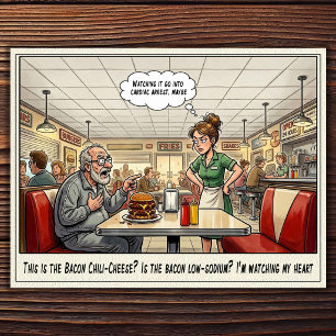 Grappige serveerster leven restaurant humor postk briefkaart