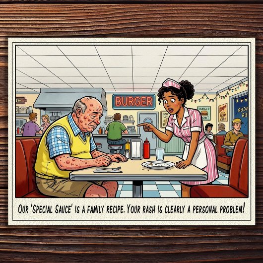 Grappige serveerster leven restaurant humor postk briefkaart