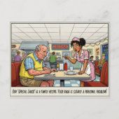 Grappige serveerster leven restaurant humor postk briefkaart (Voorkant)