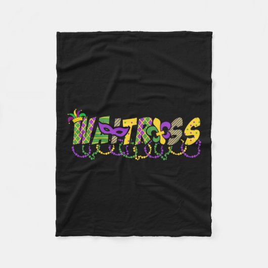 Grappige serveerster Mardi Gras Shirt Festival Par Fleece Deken (Voorkant)