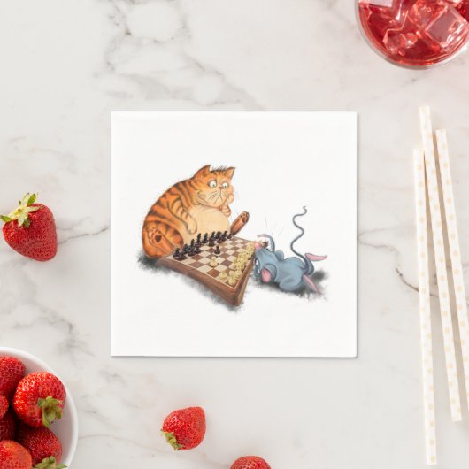 Grappige servetten kat en muis spelen schaken Cart (Insitu)