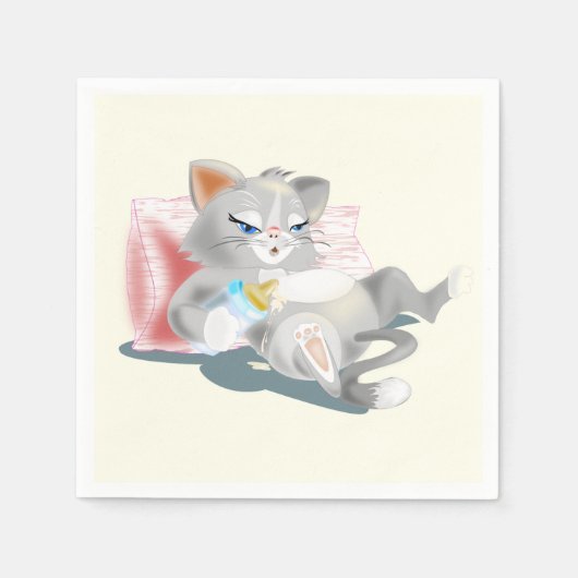Grappige Servetten met Baby Cat - (Voorkant)