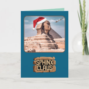 Grappige Sfinx Claus Kerstkaart Feestdagen Kaart