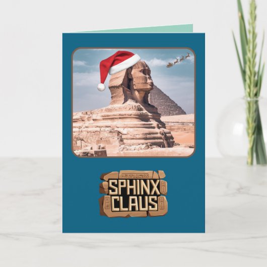 Grappige Sfinx Claus Kerstkaart Feestdagen Kaart (Voorkant)