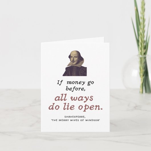 Grappige Shakespeare Quote Leuk literair geld cade Kaart (Voorkant)