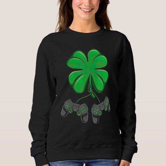 Grappige Shamrock Gamer Ierse Game Controller St P Trui (Voorkant)
