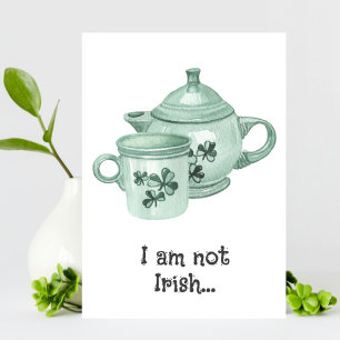 Grappige Shamrock Koffiepot St. Patrick's Dag Kaar Aankondiging