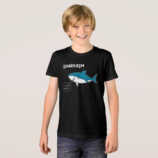 Grappige Sharkasm 'Ik hou van sla' Cartoon T-Shirt (Voorkant volledig)