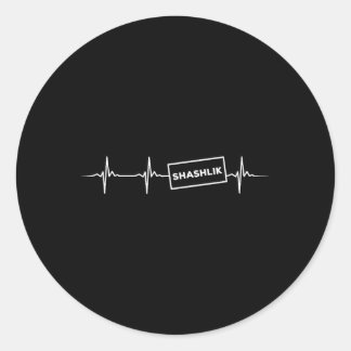 Grappige Shashlik Heartbeat Russische BBQ Outfit v Ronde Sticker