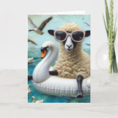 Grappige Sheep Swan Float Alle gelegenheden Kaart (Voorkant)