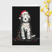 Grappige Sheepadoodle Kerst Grafische Hond Lichten Kaart (Gele Bloem)