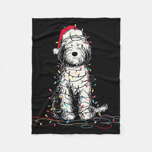 Grappige Sheepadoodle Kerst Grafische Hondenlampen Fleece Deken (Voorkant)