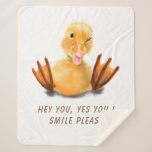 Grappige Sherpa-deken Happy Duck - Aangepaste teks Sherpa Deken