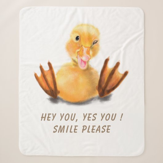 Grappige Sherpa-deken Happy Duck - Aangepaste teks Sherpa Deken (Voorkant)