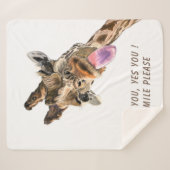 Grappige Sherpa Deken met Speelse Giraffe - Smile (Voorkant (horizontaal))